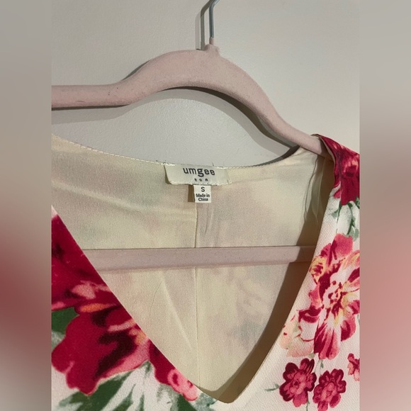 Umgee White Floral Mini Dress with Bell Sleeveses - Picture 2 of 5